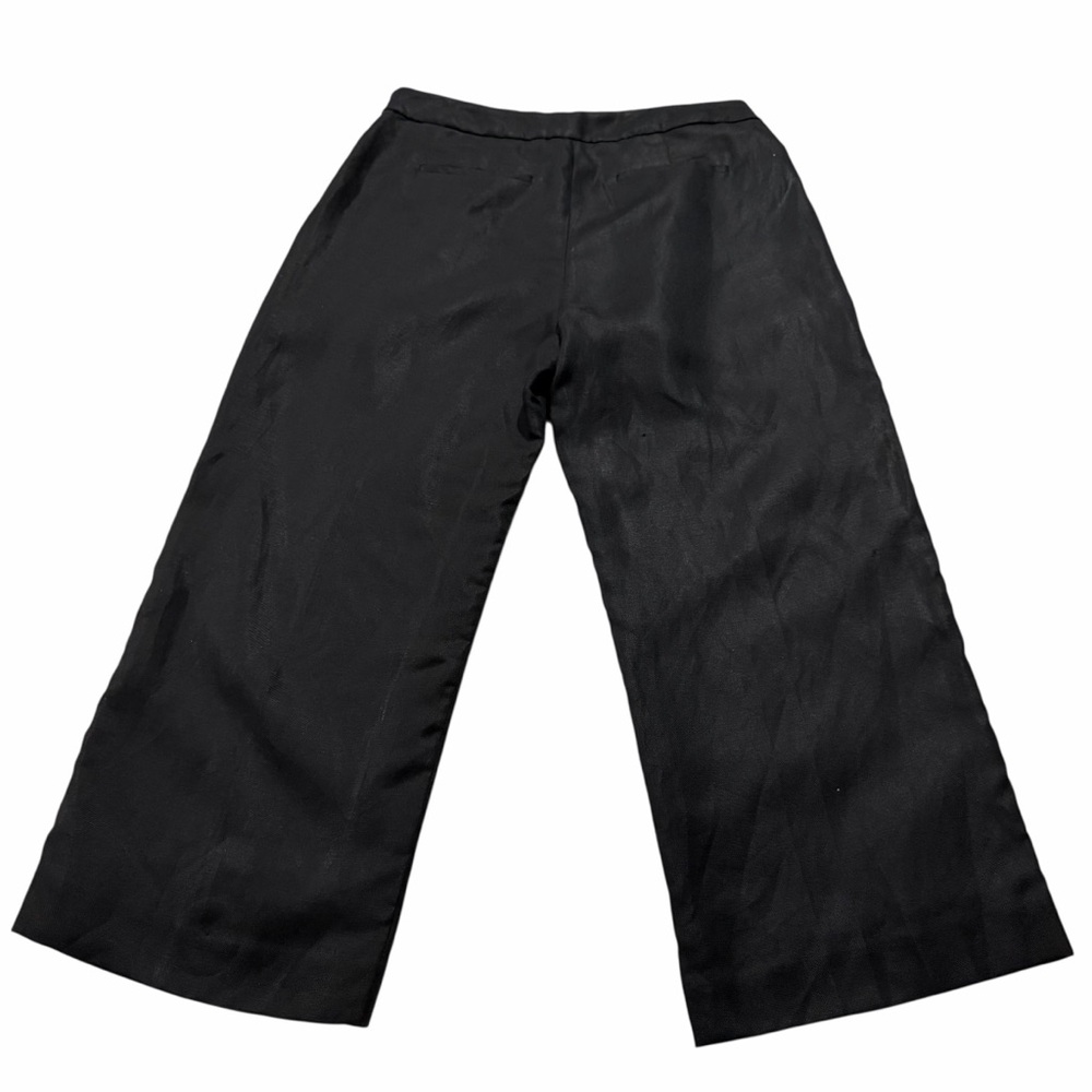 J. Crew Black Linen-blend Trousers Pants Size 10 Wide Leg Classic Lined Cropped - Picture 4 of 15